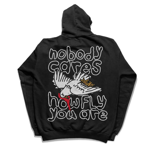 butique nobody cares black hoodie